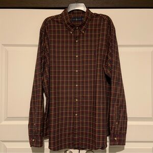 Ralph Lauren Men’s Plaid Long Sleeve Button Down Shirt Size XL Burgundy-cotton